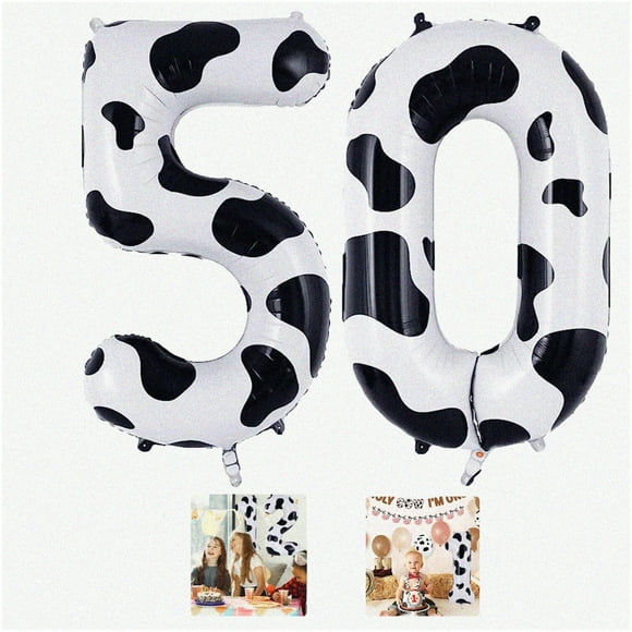 50 Ballons Moo-larious Milestone : Imprimé Vache 40 Pouces F Mylar pour 50e Anniversaire, Anniversaires de Mariage et Événements Spéciaux - Décorations et Fournitures Parfaites pour Hommes et Femmes de 50 Ans
