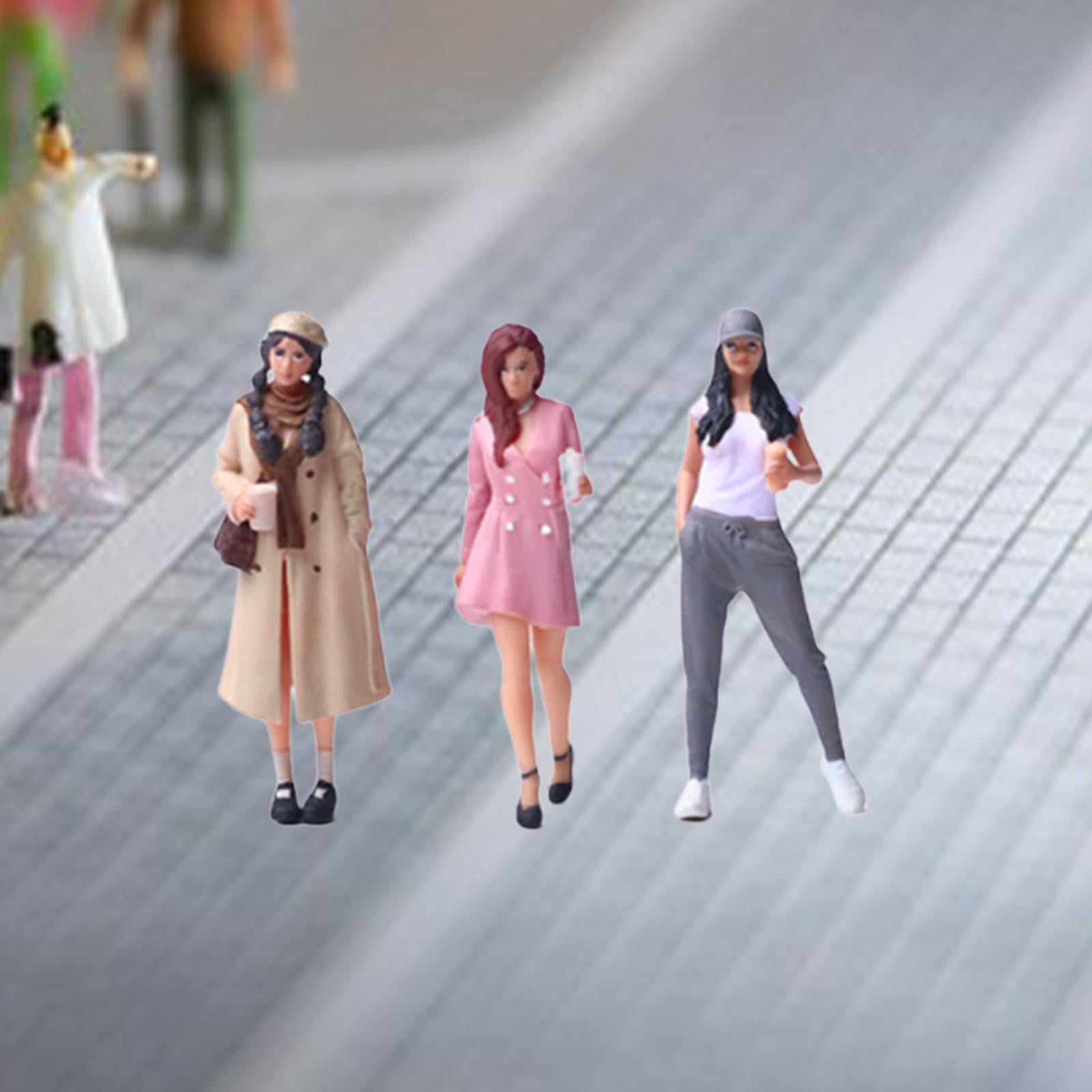 3 Pieces Miniature People Figure Girls Diorama Resin Material for Model Scene Dollhouse Collectors Decor