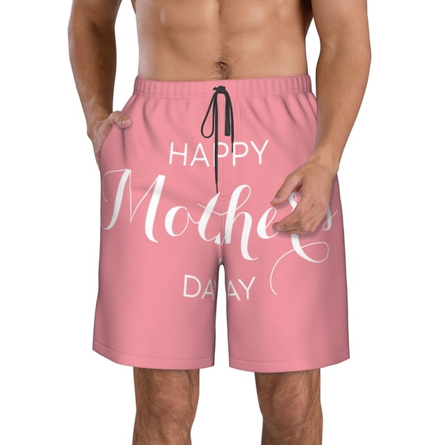 Balery Happy Mother's Day Traje de Baño Estilo Hawaiano para Hombre, Shorts de Secado Rápido con Bolsillos-Small