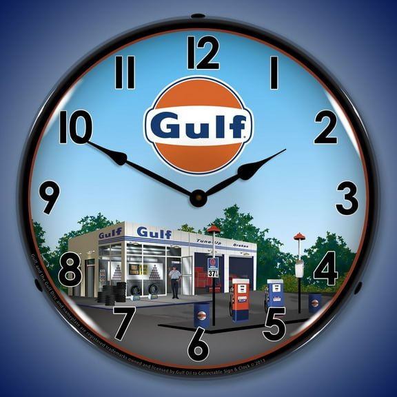 Gulf Station Wall Clock, Lighted