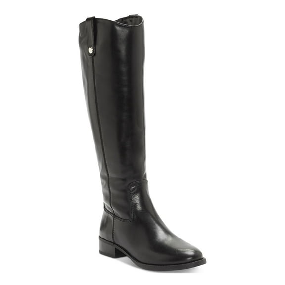 INC Womens Black Fawne Stacked Heel Zip-Up Leather Riding Boot 9.5 W WC