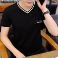 thumbnail image 4 of Camiseta ajustada para hombre, camisetas negras para hombre, camisetas Kpop, ropa básica lisa, ropa de calle, cuello redondo, músculos, algodón, sin logotipo, moda S, 4 of 5