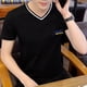 thumbnail image 4 of Camiseta ajustada para hombre, camisetas negras para hombre, camisetas Kpop, ropa básica lisa, ropa de calle, cuello redondo, músculos, algodón, sin logotipo, moda S, 4 of 5