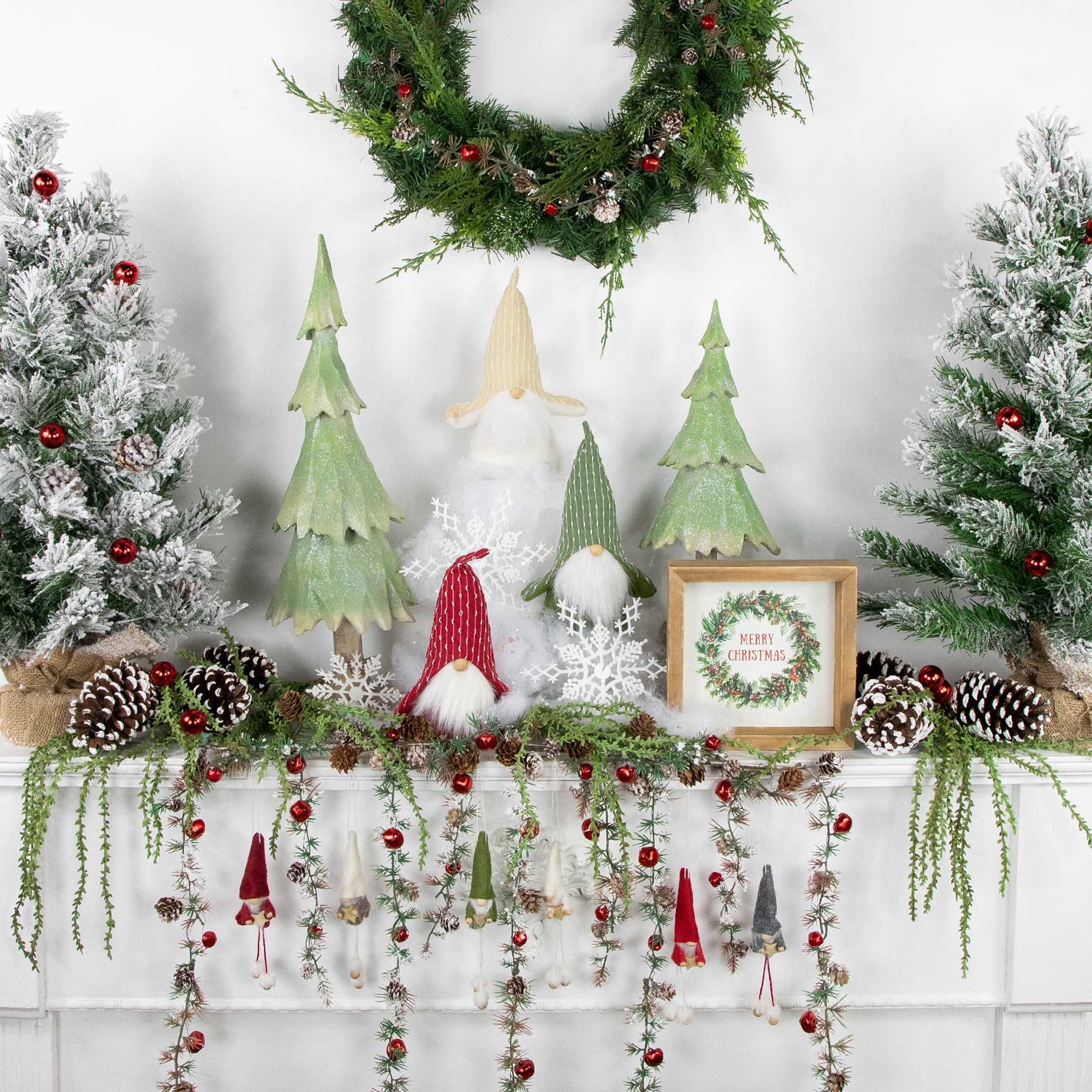 Northlight Set of 6 Gnomes with Stars Plush Christmas Ornaments 5"