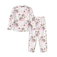thumbnail image 2 of Rateoe Flamingo And Flowers Pattern Womens Pajamas Set Long Sleeve Sleepwear Button Down Nightwear Soft Cotton Pj Lounge Sets, 2 of 9