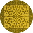 thumbnail image 1 of Ahgly Company Machine Washable Indoor Round Oriental Yellow Traditional Area Rugs, 6' Round, 1 of 4