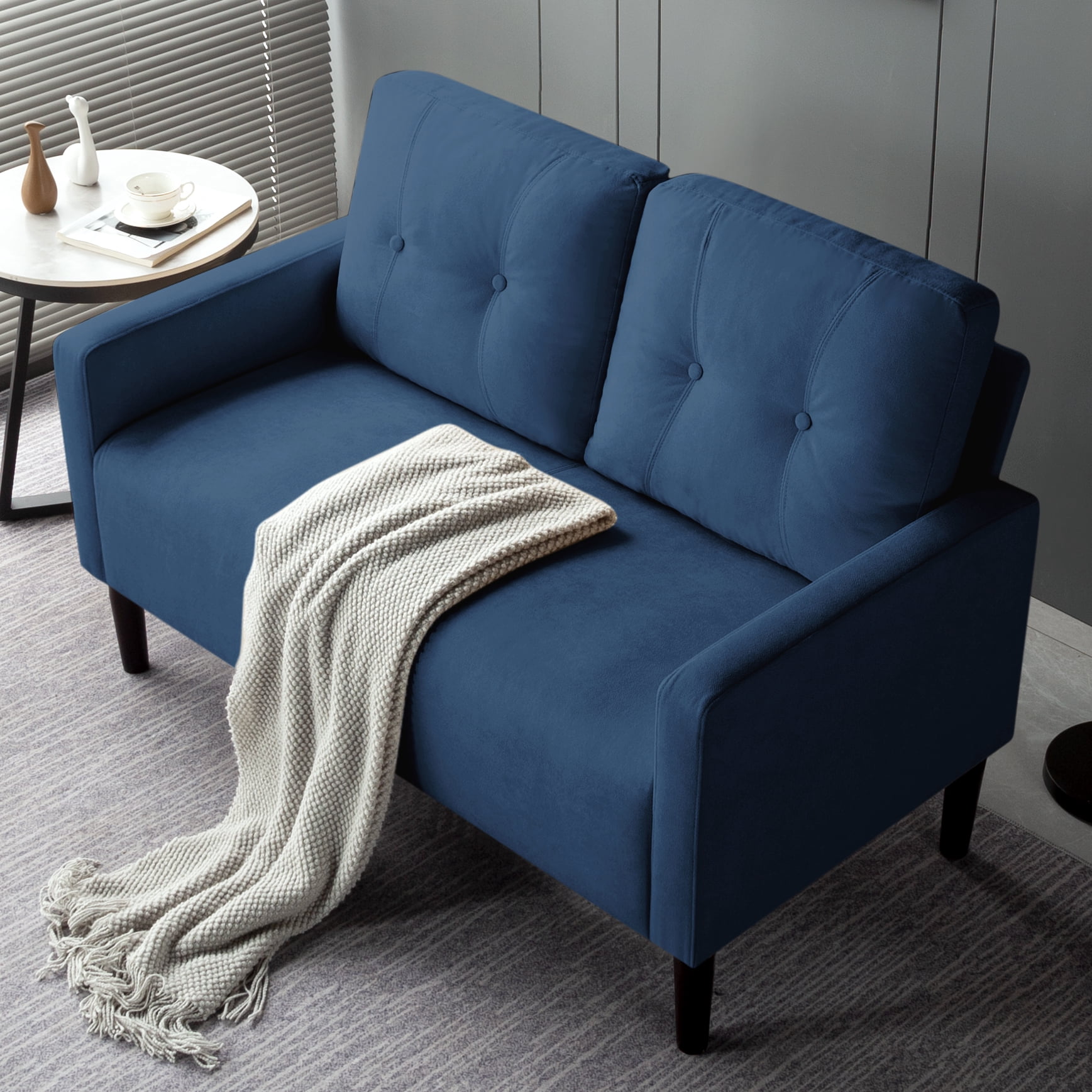 Gewnee 51.2" Loveseat Sofa,Modern Small Space Couch with Solid Wood Frame,Easy Assembly – Ideal for Living Room,Apartment,Office.Blue