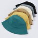 thumbnail image 3 of ZHAOCHENG Sombrero de pescador de color puro, sombrero de pescador, sombrero para el sol ajustable, estructura circular de tejido apretado, simple y moderno (amarillo) negro, 3 of 3