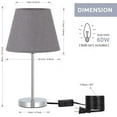 thumbnail image 2 of Bedside Lamps Set of 2 with Metal Base Fabric Lamp Shade, Modern Nightstand Lamps Silver, 2 of 2