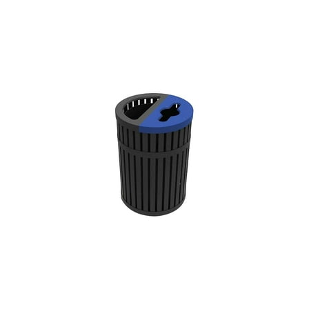 Commercial Zone ArchTec Series Parkview 4 Steel Trash Can with no Lid Black/Blue 45 Gal. (728501)