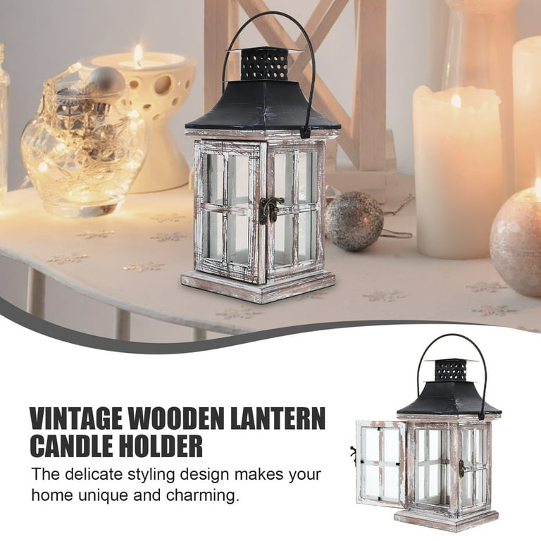 Vintage Wooden Lantern Candle Holder Wooden Candle Lantern Outdoor Lantern Candle Stand