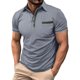thumbnail image 1 of Blusa y camisa de manga corta con cuello vuelto para hombre, color liso, con solapa, botón y bolsillo, informal, a la moda, blusa para hombre, 1 of 7