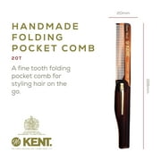 Kent 20T Handmade Folding Pocket Comb for Men, Fine Tooth Hair Comb Straightener for Everyday Grooming Styling Hair, Beard or Mustache, Use Dry or with Balms, Saw Cut, Made in England
