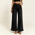 thumbnail image 6 of Zulora Women's High Waisted Wide Leg Jeans with Ruffle Hem Ankle Length Casual Denim Pants, 6 of 10