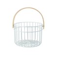 thumbnail image 1 of Storage Basket with Solid Wood Handle Wrought Iron Hollow Storage Basket Vegetable Fruit Snack Storage for Living Room Kitchen, 1 of 9