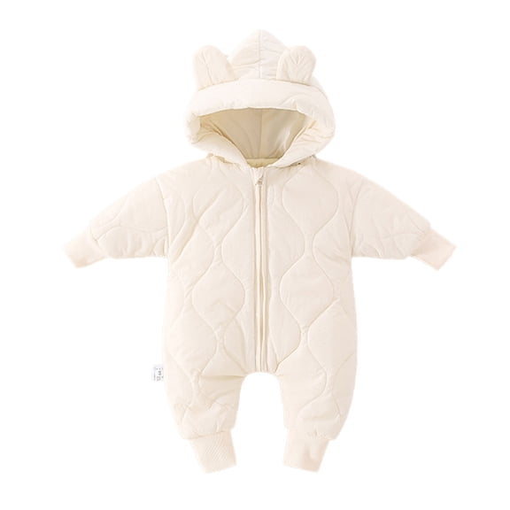 MXIEZI Baby Boys Girls One-Piece Down Jumpsuit Bodysuits Infant Winter Coat Warm Hoodie Puffer Romper Snowsuit Jacket with Bear Ears 0-24M