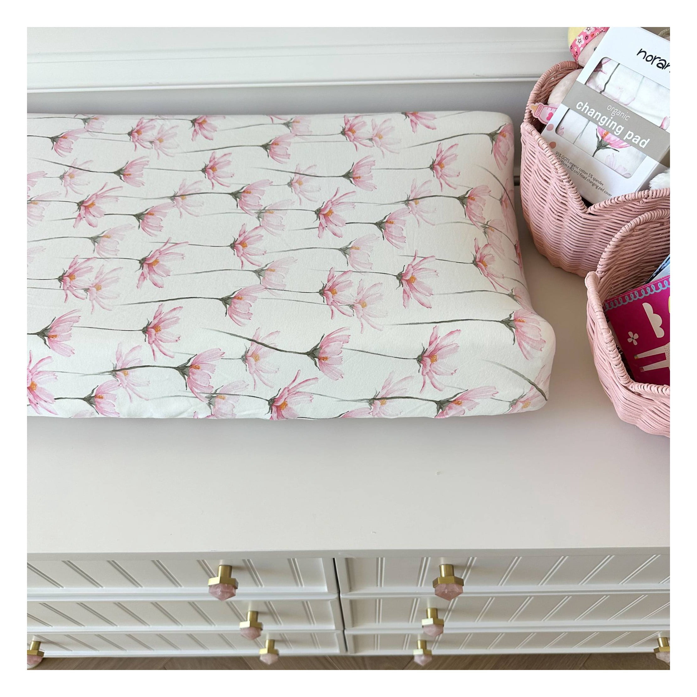 Changing Pad Cover - Pink Petals