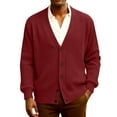 thumbnail image 2 of New Mens Cardigan Sweater Vintage V-Neck Long Sleeve Button Down Knitted Sweaters Lightweight Solid Color Outerwear Casual Versatile Coat, 2 of 7