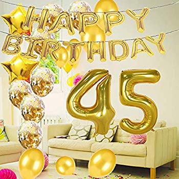 Sweet 45th Birthday Decorations Party Supplies Gold Number 45 Balloons 45th Foil Mylar Balloons Latex Balloon Decoration Great 45th Birthday Gifts For Girls Women Men Photo Props Walmart Com