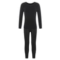 thumbnail image 3 of inlzdz Kids Girls Boys Thermal Underwear Long John Set Long Sleeve Tops with Pantyhose Legging Base Type B Black XL, 3 of 7