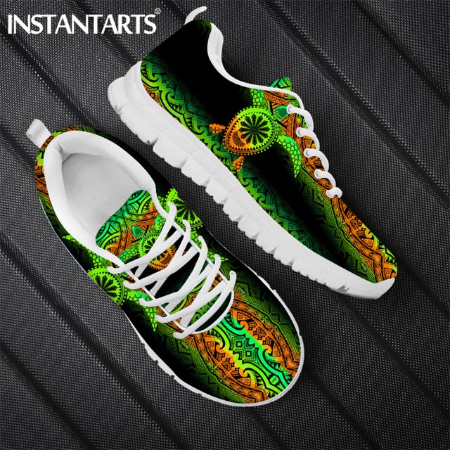 Zapatillas planas para hombre, con estampado tribal polinesio de tortuga, informales, con cordones, transpirables, para caminar