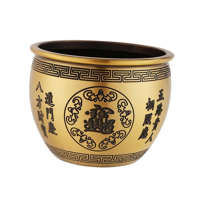 Cuenco chino tradicional de latón Feng Shui, escultura Bai Fu, recipiente de almacenamiento, , lavabo del tesoro para decoración, , Sin soporte base perfecl florero