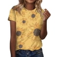 thumbnail image 2 of UoCefik Womens Tops Dressy Casual Short Sleeve Summer Tops Vintage Sunflower Print Tshirts Trendy Round Neck Tshirts Tunic Tops Orange 3XL, 2 of 5