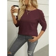 thumbnail image 3 of Women Long Sleeve Crew Neck Slim Fit Stretchy Layer T Shirts Tops, 3 of 6