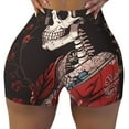 thumbnail image 2 of Rateoe Geisha Skeleton With Flowers Printed Power Workout Shorts for Women Tummy Control Squat Proof Ribbed Thick Seamless Scrunch Active Short-X-Large, 2 of 8