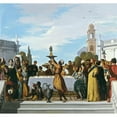 thumbnail image 2 of Louis Candide Boulanger 21x20 Black Ornate Framed Double Matted Museum Art Print Titled: Venetian Fashion Feast (Central Part) (1846-1851), 2 of 5
