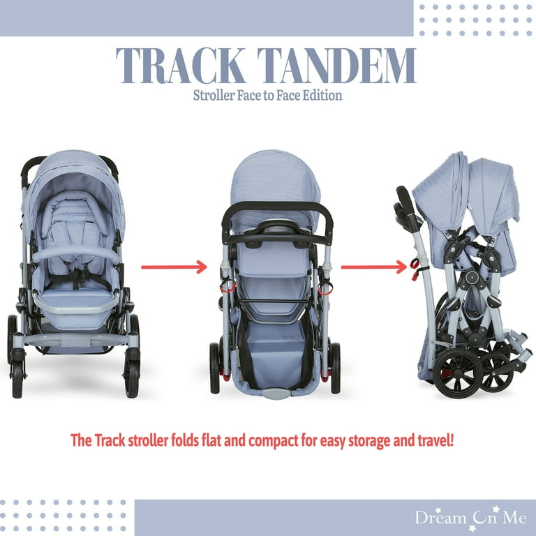 Free Shipping Dream On Me Track Tandem Stroller Face to Face Edition Sky Grey Walmart