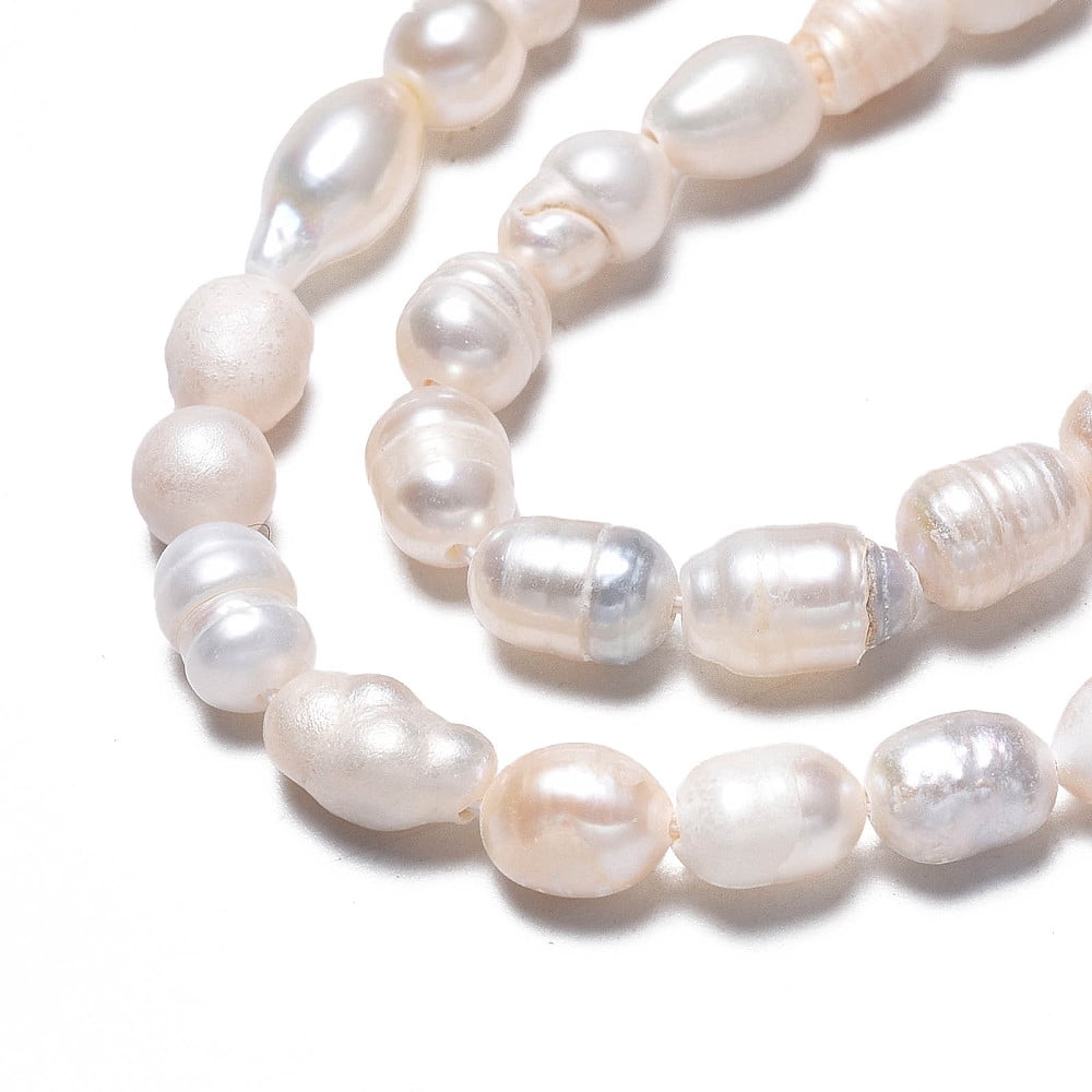 Natural Cultured Freshwater Pearl Beads Strands Rice Seashell Color 5~11.5x4.5~6mm Hole: 0.7mm about 43~46pcs/strand 13.39 inch(34cm)