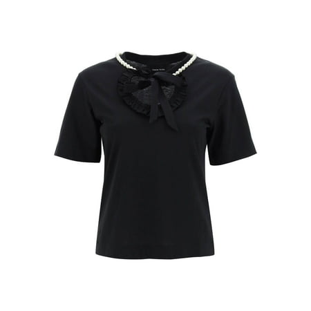 

Simone Rocha T-Shirt With Heart-Shaped Cut-Out And Pearls Women
