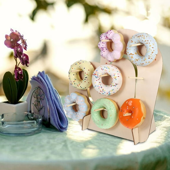 HEMOTON Wooden Cake Stand Elegant Beige Donut Holder for Decor Versatile Design Sturdy Construction 7.5 Inches