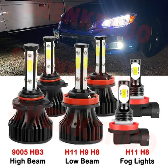 H11 9005 High&Low Beam for Subaru WRX 2015 2016 2017 2018 2019 2020 LED Headlights Fog Lights 6pcs