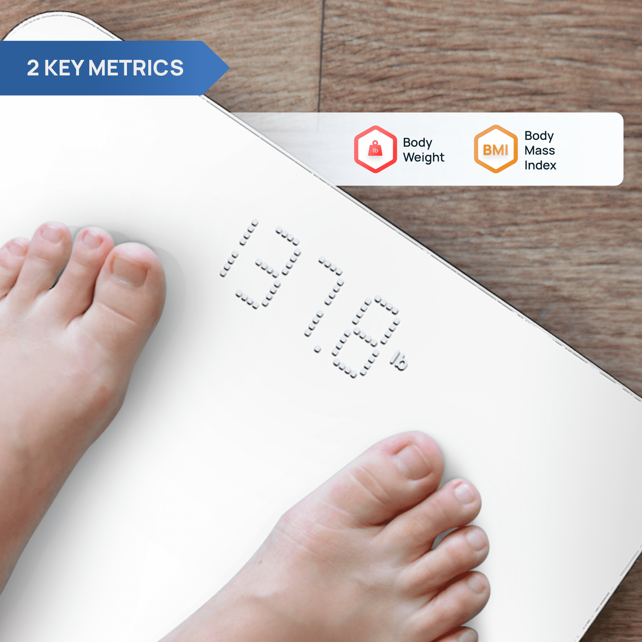 INEVIFIT Smart Premium Bathroom Scale with Bluetooth and Free Tracking INEVIFIT APP 11.8 x 11.8 inch - White