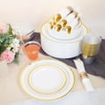thumbnail image 4 of 50 Guest Gold Dinnerware Set-100 White Square Plastic Plates with Gold Rim, 50 Gold Plastic forks, 50 Spoons, 50 Knives, 50 Cups, 50 Napkins-Disposable Dinnerware Set for Wedding, 4 of 8