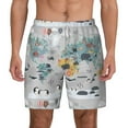 thumbnail image 2 of Goofa The World Map with Cartoon Animals Printed Men's Swim Trunks Board Shorts Quick Dry Mens Swimming Trunks with Compression Liner,Breathable Fit Hawaii Beach Shorts-Medium, 2 of 9