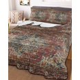 thumbnail image 3 of Quilts Twin Size, Boho Vintage Soft Comforter Bedding Set for Bed, Retro Flowers Modern Geometric Abstract Art Lightweight Quilted Bedspread with Pillow Cover(2 Pieces) for All Season, 68x86 Inch, 3 of 6