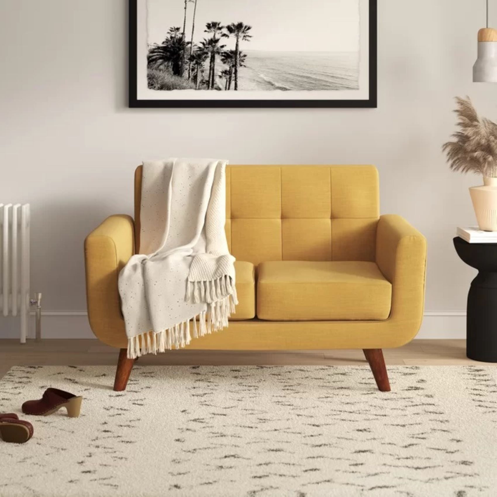 Uspridefurniture Zohaib 51'' Linen Square Arm Loveseat,Yellow