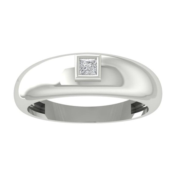 ARAIYA FINE JEWELRY 10K White Gold Princess-shape Diamond Fashion Ring (1/10 cttw, I2-I3 Clarity, I-J Color) Size 5