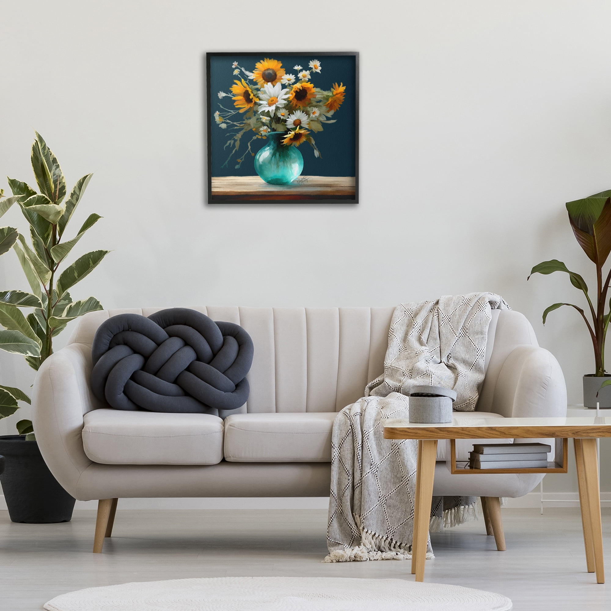 Stupell Industries Summer Sunflower Bouquet Botanical & Floral Painting Black Framed Art Print Wall Art, 24 x 24