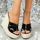 thumbnail image 5 of Sandalias de cuña tejidas con hilo para mujer, nuevas sandalias de diseñador de verano, zapatillas informales de punta abierta ligeras con tacón alto, zapatos de plataforma para mujer, 5 of 5