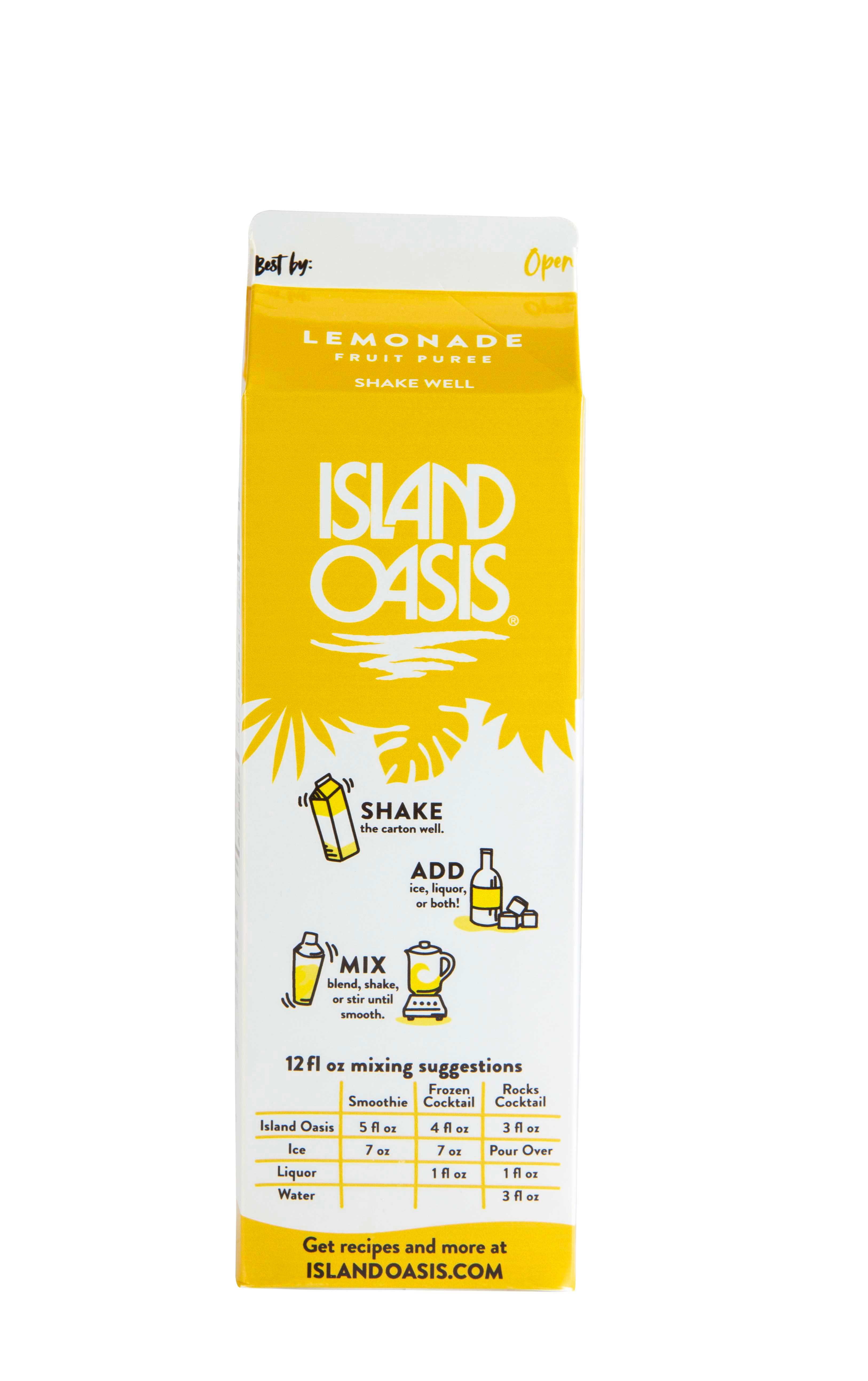 Island Oasis Premium Lemonade Beverage Mix, 32 Fluid Ounce 12 per case.