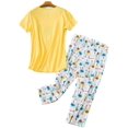 thumbnail image 2 of Conjunto de pijamas de algodón para mujer, pantalones capri de manga corta, ropa de dormir de talla grande S-3XL Adepaton CJWUS-4049, 2 of 7