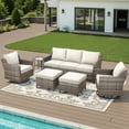 thumbnail image 2 of Bellefurn 6 Pieces Patio Furniture Sets with Swivel Chairs,All-Weather Wicker Outdoor Patio Conversation Sets with High Back Outdoor Swivel Rocker Chairs with Couch for Porch Deck Backyard Poolside, 2 of 10