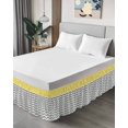 thumbnail image 4 of Yellow Grey Bed Skirt Queen Size 16" Drop Herringbone Abstract Ruffled Wrap Around Bed Skirts Adjustable Elastic Bedskirt Dust Ruffle for Queen Size Bed, 4 of 7