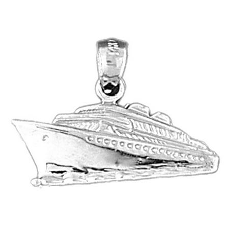 14K White Gold Cruise Ship Pendant - 18 mm
