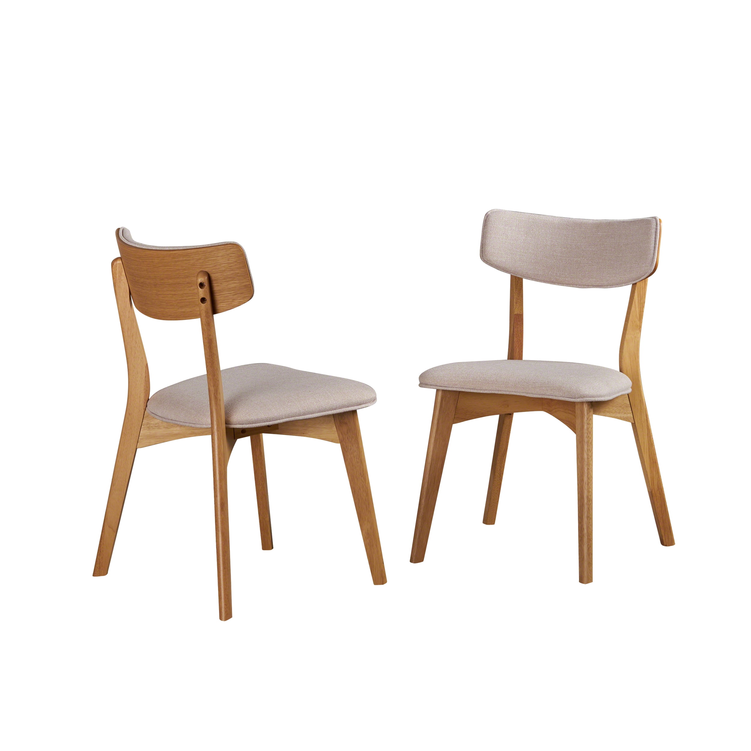 Noble House Abigail Indoor Mid Century Modern Fabric Dining Chairs, Light Beige
