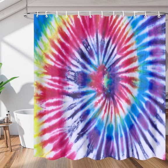 Abstract Tie Dye Shower Curtain Fabric Shower Curtain Set with 12 Hooks Waterproof 72 * 72 Inches for Bathroom Beach Caravan Hotel